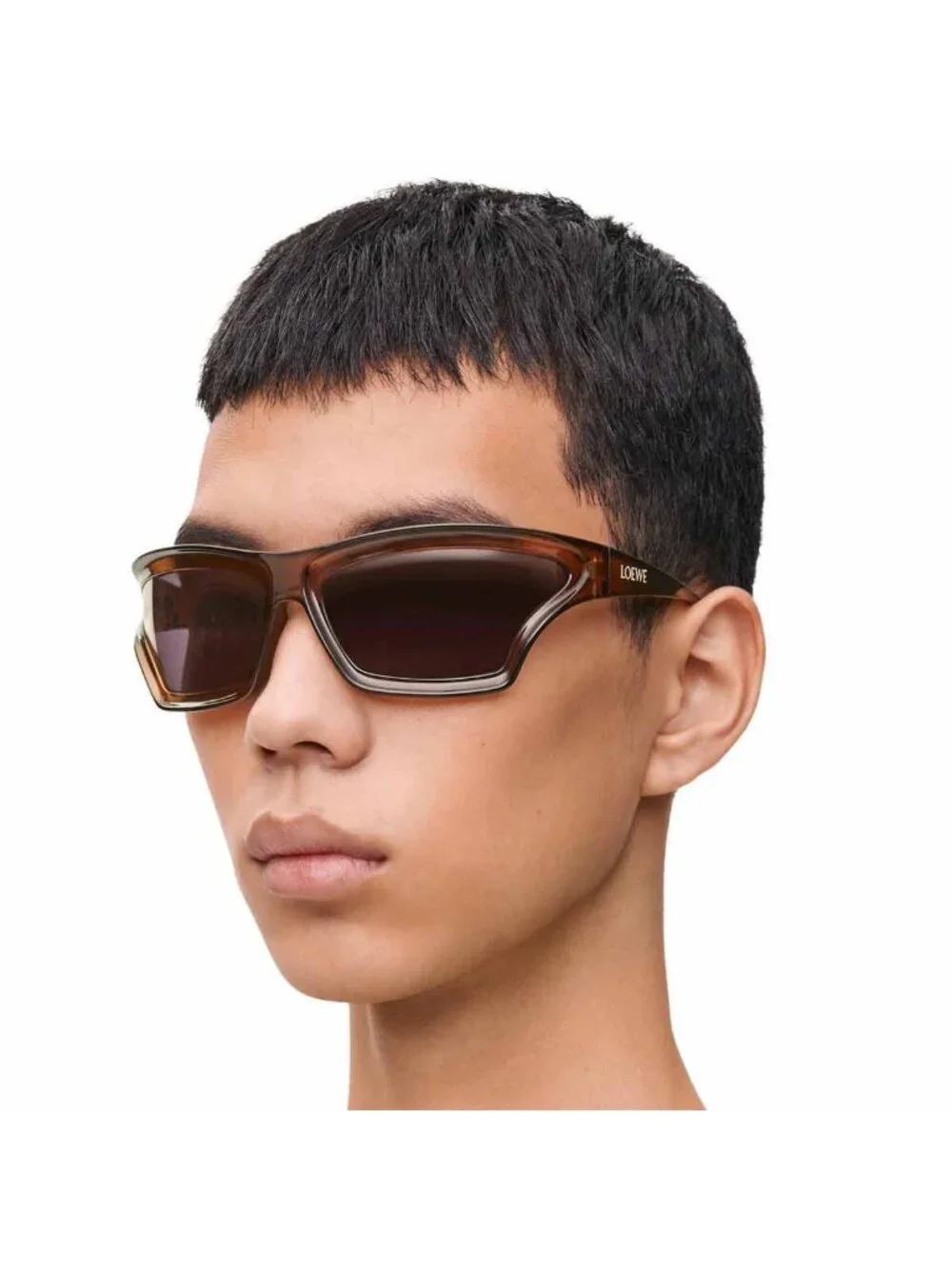 Loewe LW40143U 47A Shield Sunglasses – Brown / Grey